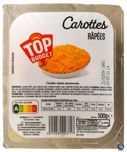 Nouveau packaging mdd intermarché top budget carotte