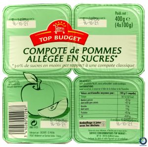 Ancien packaging mdd intermarché top budget compote