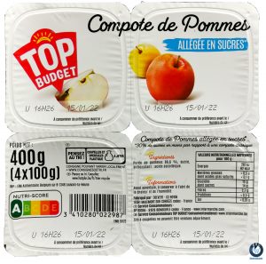 Nouveau packaging mdd intermarché top budget compote