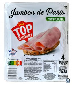 Nouveau packaging mdd intermarché top budget jambon