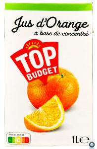 Nouveau packaging mdd intermarché top budget jus